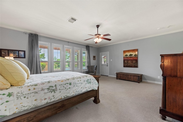3211 Lakes Of Katy Ln, Katy, TX 77493 - bedroom with carpet flooring, crown molding, and ceiling fan