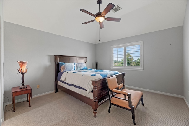 3211 Lakes Of Katy Ln, Katy, TX 77493 - bedroom with light colored carpet, lofted ceiling, and a ceiling fan