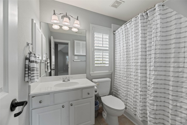 3211 Lakes Of Katy Ln, Katy, TX 77493 - bathroom featuring vanity, a shower with shower curtain, and tile patterned floors