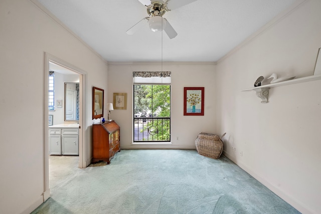 9 Farther Pt, Houston, TX 77024 - carpeted spare room with ceiling fan and ornamental molding