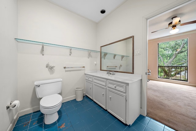 9 Farther Pt, Houston, TX 77024 - bathroom with vanity, tile patterned floors, and ceiling fan
