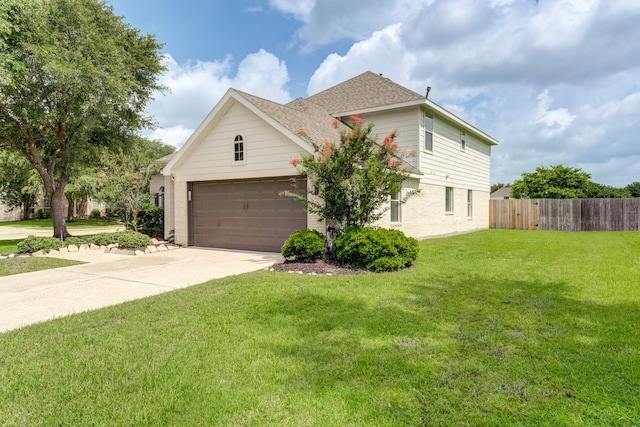 17814 Placid Oak Ct, Cypress, TX 77433 - view of side of property with driveway, brick siding, roof with shingles, and an attached garage