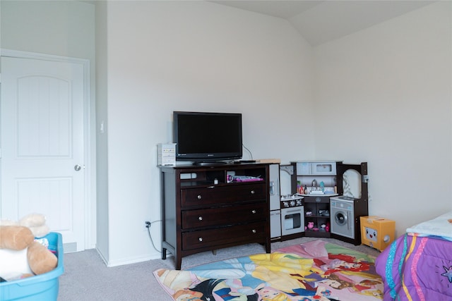 18802 Verdura Dr, New Caney, TX 77357 - bedroom with light colored carpet and vaulted ceiling