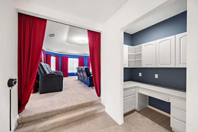 18806 Manleigh Ct, Tomball, TX 77377 - unfurnished office featuring light colored carpet and built in desk