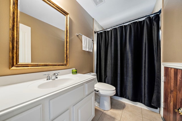 18806 Manleigh Ct, Tomball, TX 77377 - bathroom featuring vanity, tile patterned floors, and a shower with shower curtain