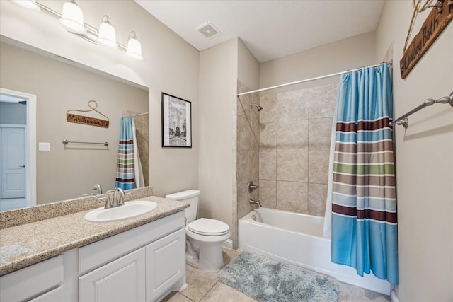 28114 Bayou Cove Ct, Fulshear, TX 77441 - bathroom with vanity, shower / bath combo, and tile patterned floors