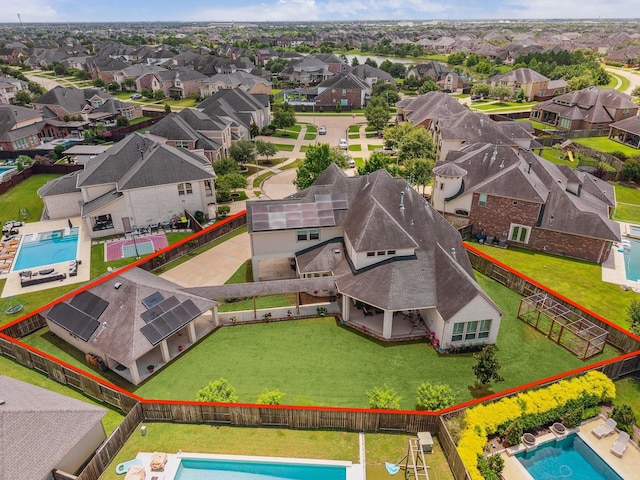28114 Bayou Cove Ct, Fulshear, TX 77441 - aerial view of residential area with a pool and property boundaries highlighted