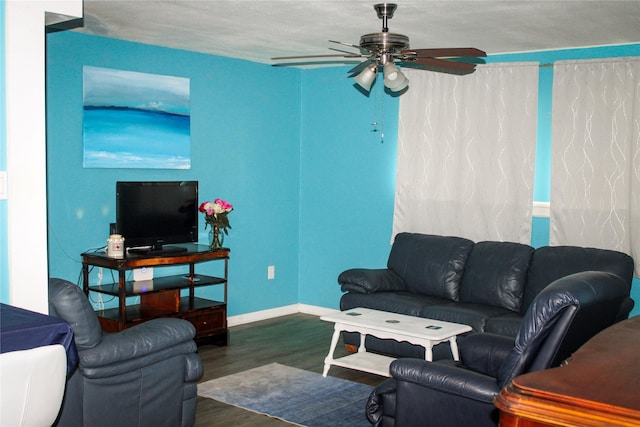 329 Robin St, Deer Park, TX 77536 - living area featuring ceiling fan and wood finished floors