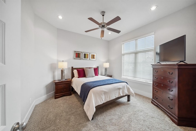 1746 Du Barry Ln, Houston, TX 77018 - carpeted bedroom featuring recessed lighting and a ceiling fan