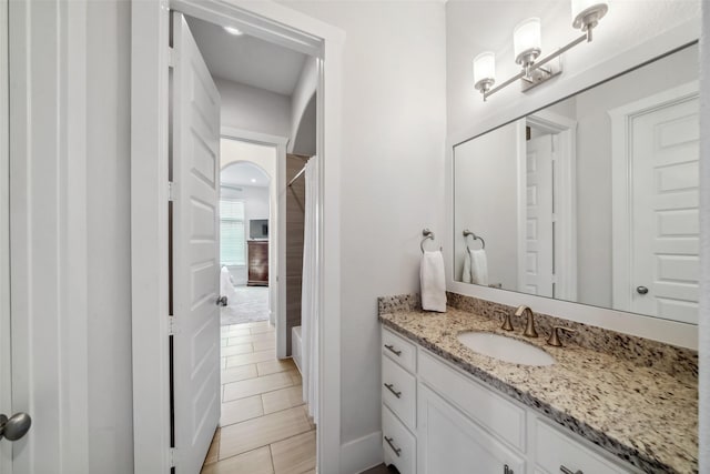 1746 Du Barry Ln, Houston, TX 77018 - full bath featuring vanity and shower / bathtub combination with curtain
