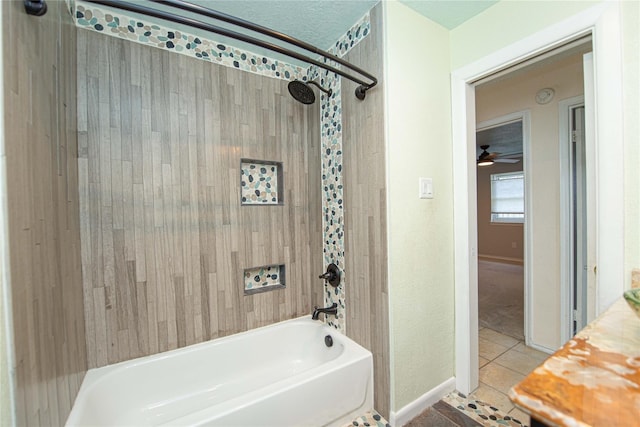 25418 Sugar Valley Ln, Spring, TX 77373 - full bath featuring washtub / shower combination and tile patterned flooring