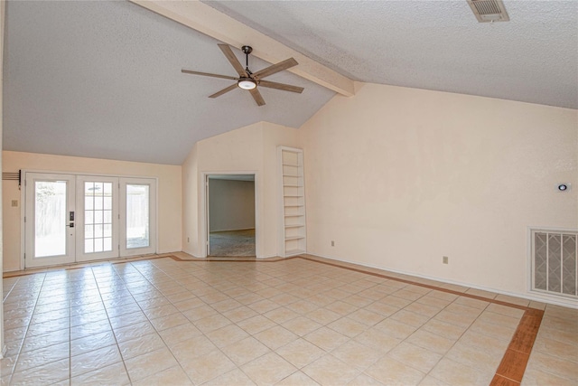 25418 Sugar Valley Ln, Spring, TX 77373 - unfurnished living room with ceiling fan, light tile patterned floors, and a textured ceiling