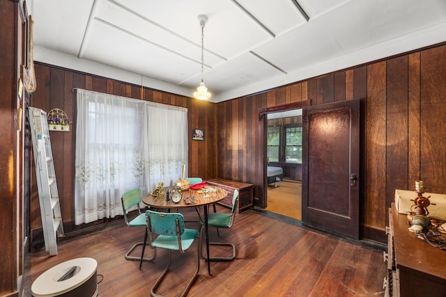 600 Brazos St, Glidden, TX 78943 - dining area with wood walls and dark wood-style floors