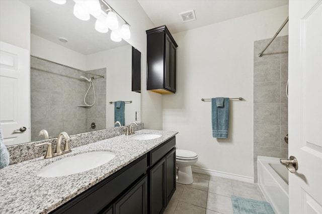 1502 Trails Of Katy Ln, Katy, TX 77494 - bathroom featuring double vanity, tile patterned flooring, and bathing tub / shower combination