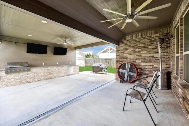 1502 Trails Of Katy Ln, Katy, TX 77494 - view of patio / terrace featuring ceiling fan and area for grilling