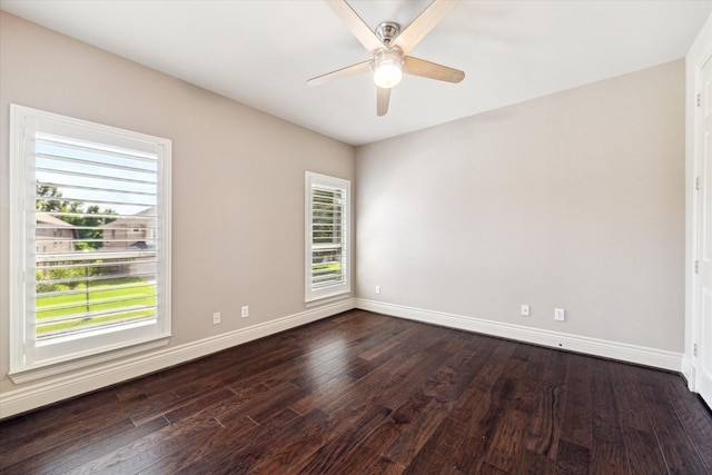 5215 Eagle Pointe Ct, Sugar Land, TX 77479 - empty room featuring a ceiling fan and dark wood-style floors