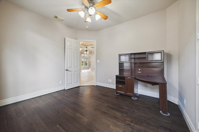 5215 Eagle Pointe Ct, Sugar Land, TX 77479 - unfurnished office with a ceiling fan and dark wood-type flooring