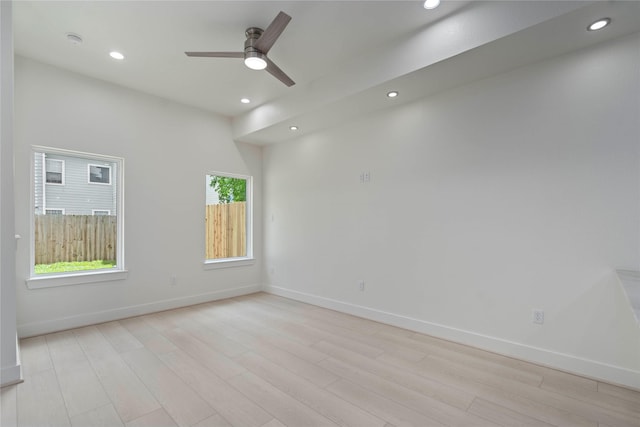4433 Phlox St, Houston, TX 77051 - spare room with light wood-style flooring, recessed lighting, ceiling fan, and a smoke detector