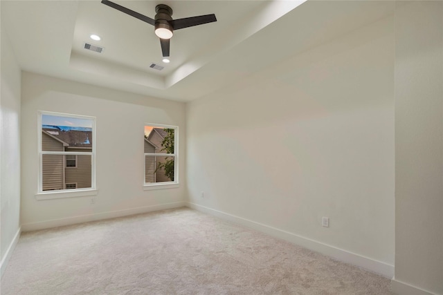 4433 Phlox St, Houston, TX 77051 - unfurnished room featuring carpet, a tray ceiling, a ceiling fan, and recessed lighting