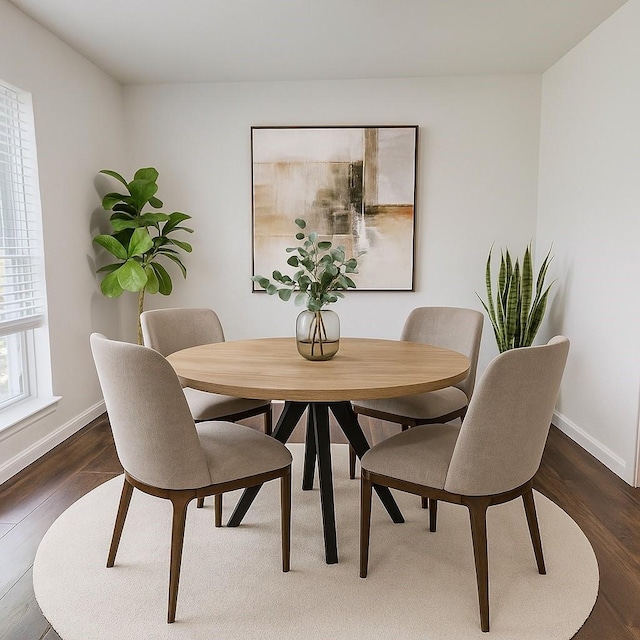 10447 Winding Trail Rd, La Porte, TX 77571 - dining area featuring baseboards and wood finished floors