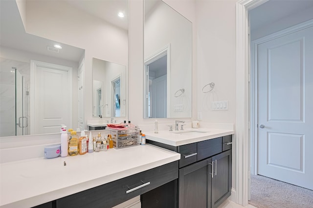5308 S Capitol St, Houston, TX 77023 - full bathroom with a stall shower, vanity, and recessed lighting