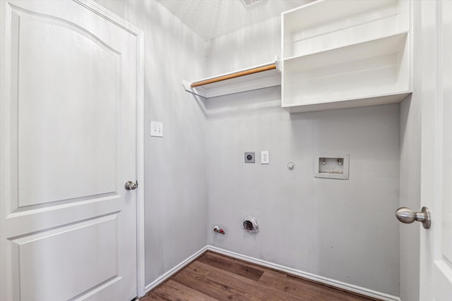 2551 Goldeneye Ln, League City, TX 77573 - laundry area featuring hookup for a gas dryer, electric dryer hookup, wood finished floors, and hookup for a washing machine