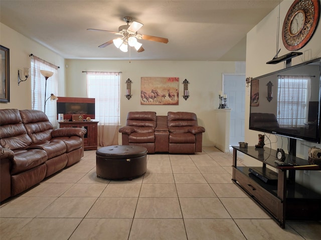 21603 Micheala Way, Humble, TX 77338 - living room with ceiling fan and light tile patterned flooring