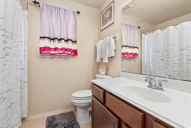 14306 Prosper Ridge Dr, Cypress, TX 77429 - bathroom featuring vanity, tile patterned floors, and a shower with curtain