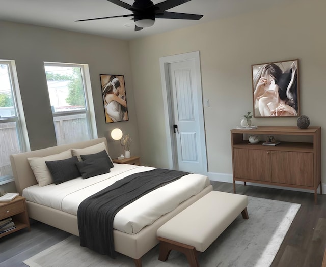 2346 Delafield St, Houston, TX 77023 - bedroom with wood finished floors and ceiling fan