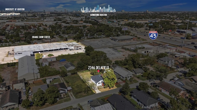 2346 Delafield St, Houston, TX 77023 - aerial view of property and surrounding area featuring nearby urban area