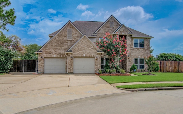 16506 Dawson Mill Ct, Houston, TX 77095 - traditional-style house featuring concrete driveway, a garage, brick siding, and roof with shingles