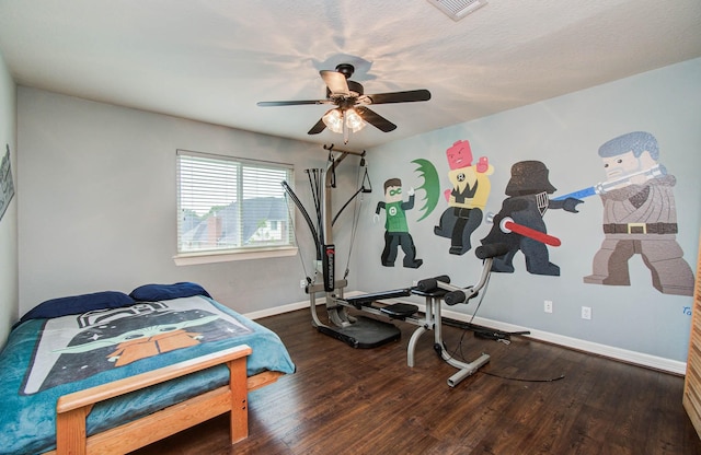 16506 Dawson Mill Ct, Houston, TX 77095 - bedroom featuring wood finished floors and a ceiling fan