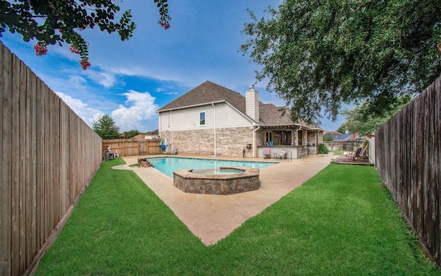 16506 Dawson Mill Ct, Houston, TX 77095 - view of pool with a patio, a fenced backyard, and a pool with connected hot tub
