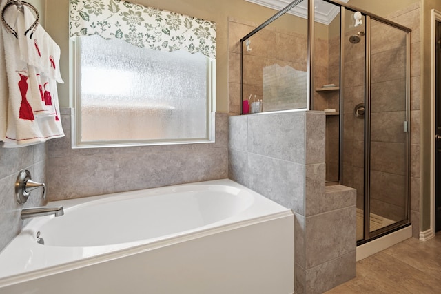 23613 Alder Branch Ln, New Caney, TX 77357 - full bath with a garden tub, a stall shower, and tile patterned floors
