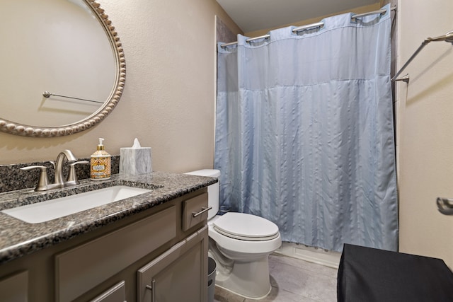 23613 Alder Branch Ln, New Caney, TX 77357 - bathroom with vanity, tile patterned floors, and curtained shower