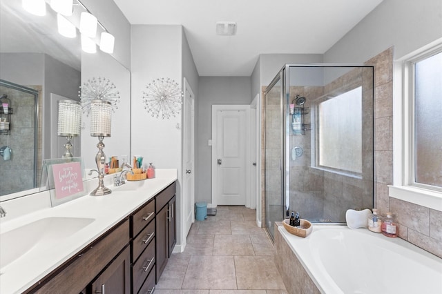 6923 Glenmoor Dr, Rosharon, TX 77583 - full bath featuring a stall shower, a garden tub, and double vanity