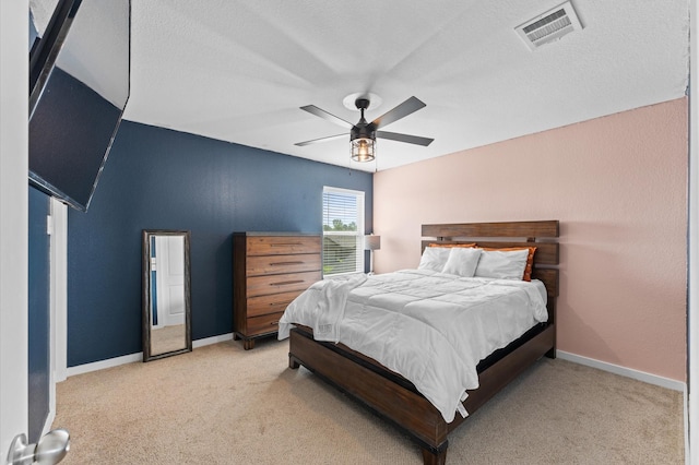 6923 Glenmoor Dr, Rosharon, TX 77583 - bedroom featuring carpet floors, ceiling fan, and a textured ceiling