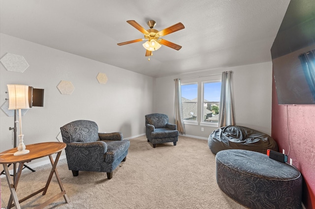 6923 Glenmoor Dr, Rosharon, TX 77583 - living area with carpet and ceiling fan