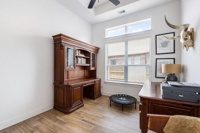 1703 Rosings Way, Katy, TX 77493 - home office with ceiling fan and light wood finished floors