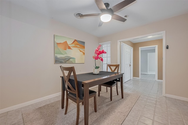 7230 Redding Rd, Houston, TX 77036 - dining area with ceiling fan and light tile patterned floors