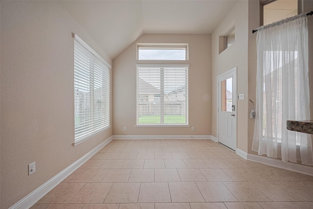 310 Blossom Terrace Ln, Rosenberg, TX 77469 - foyer entrance with plenty of natural light, vaulted ceiling, and light tile patterned floors