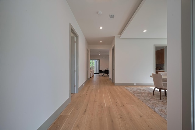 5200 Beech St, Bellaire, TX 77401 - corridor with light wood-style floors and recessed lighting