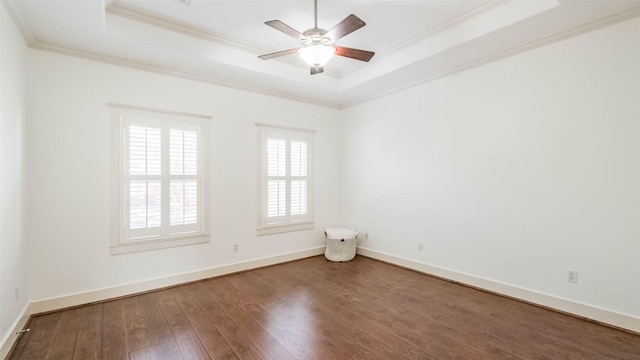 1045 W 16th St, Houston, TX 77008 - empty room featuring a raised ceiling, ornamental molding, wood finished floors, and ceiling fan