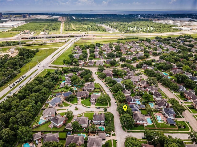 2625 Seashore Dr, Seabrook, TX 77586 - aerial view of residential area with a major roadway