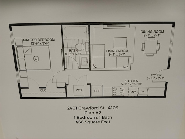 2401 Crawford St Unit A109, Houston, TX 77004 - view of property floor plan