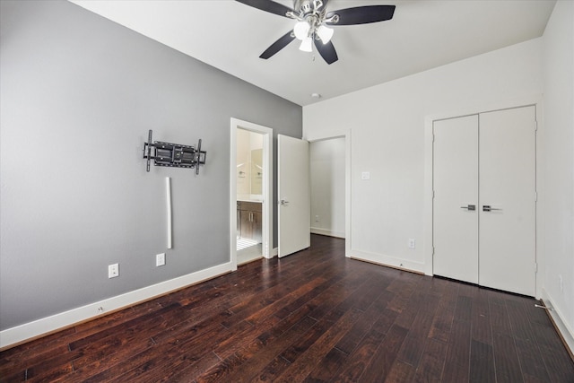 3208 N Macgregor Way Unit C, Houston, TX 77004 - unfurnished bedroom with wood finished floors, a closet, ceiling fan, and ensuite bath