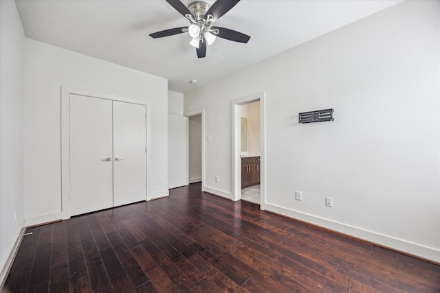 3208 N Macgregor Way Unit C, Houston, TX 77004 - unfurnished bedroom with hardwood / wood-style floors, a closet, ensuite bath, and ceiling fan