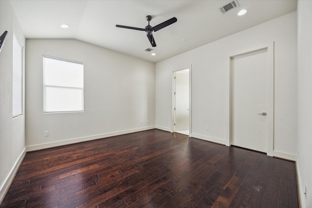 3208 N Macgregor Way Unit C, Houston, TX 77004 - unfurnished bedroom featuring dark wood finished floors, lofted ceiling, ceiling fan, and recessed lighting