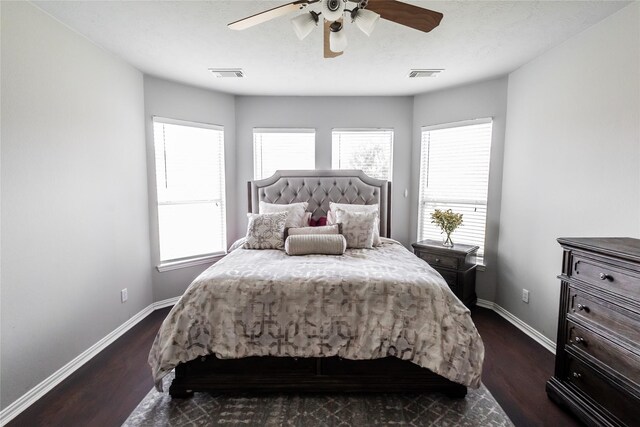 2506 Foxcrest Dr, Katy, TX 77494 - bedroom featuring dark wood-style flooring and ceiling fan