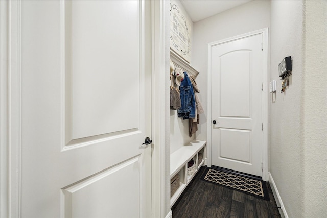 13627 Saddlebred Springs Ln, Cypress, TX 77429 - mudroom featuring dark wood finished floors and baseboards